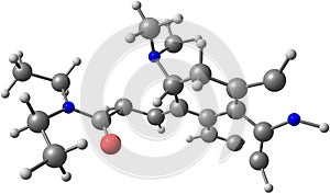 Lysergic acid diethylamide or LSD molecule isolated on white photo