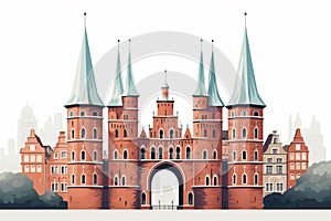 Lübeck\'s Medieval Grace: Holstentor Gate and Church Spires