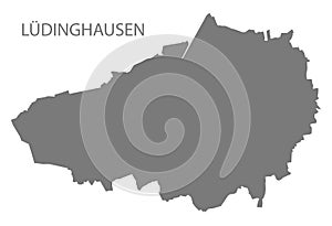 LÃ¼dinghausen German city map grey illustration silhouette shape