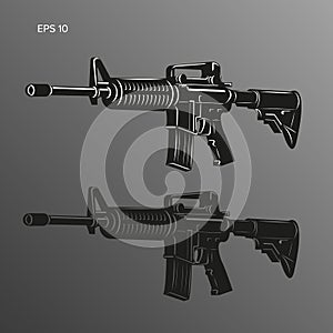 M-16 legendary assault rifle vector illustration. Classic armament icon.