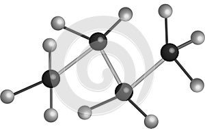 N-Butane C4H10 Organic Compound Molecular Structure