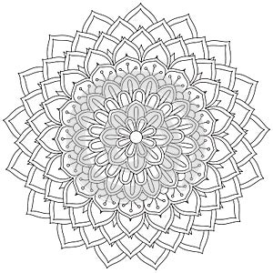 Flower Floral Lotus Mandala Design Coloring Leaves Henna Mehndi Meditation Tattoo Decoration Ethnic Oriental Book Page