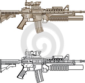 M16 assault rifle machine gun with grenade launcher photo