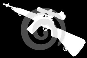 M14 based sniper rifle white silhouette on black background photo