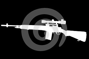 M14 based sniper rifle white silhouette on black background photo