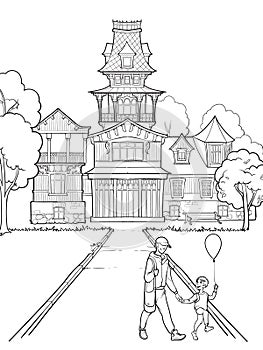 M. Benois House in St. Petersburg. Coloring page