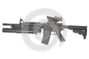An M4A1 carbine equipped with an M203 grenade launcher photo