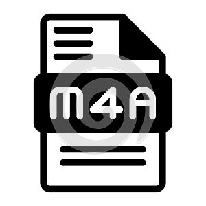 M4a file icon. Audio format symbol Solid icons, Vector illustration. can be used for website interfaces, mobile applications and