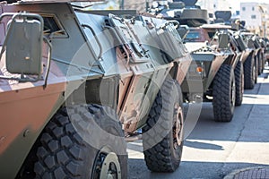 M1117 Guardian Armored Security Vehicle ASV, Military parade. War weapon, close up