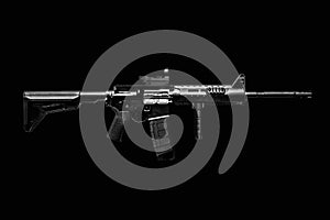 M416 gun, Automatic weapon isolated black , military army