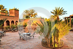 M'hamid, Morocco - February 22, 2016: Chez le Pacha hotel inside view