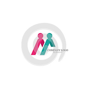 M initial letter community care Logo template vector icon.