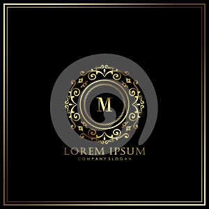 M Initial Letter Luxury Logo template in vector art for Restaurant, Royalty, Boutique, Cafe, Hotel, Heraldic, Jewelry, Fashion and