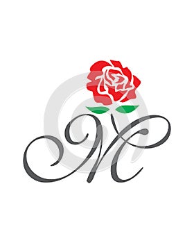 M initial rose logo , abstract m rose logo