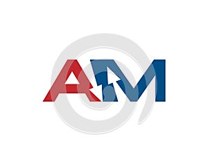A M initials letter arrow logo