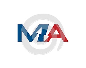M A initials letter arrow logo photo