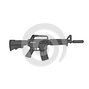 M-16 legendary assault rifle vector illustration. Classic armament flat design. photo