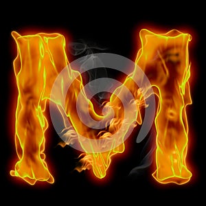 M - Letter of the Alphabet Made of Fire