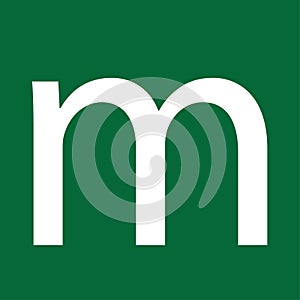 m letter on green background