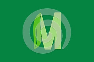 M letter and leaf logo design template vector