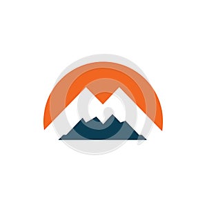 M letter mountain icon vector illustration concept design