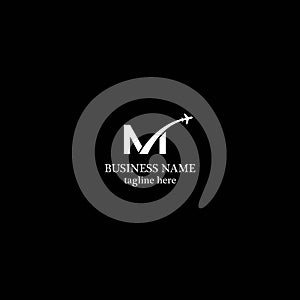 M letter plane logo template