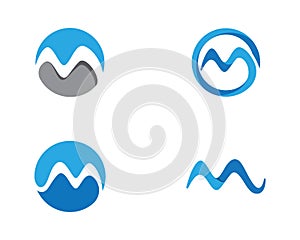 M Letter Water wave Logo Template