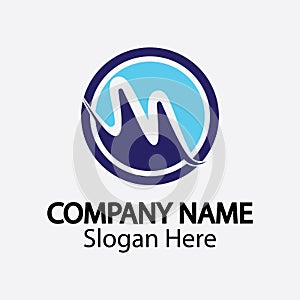 M letter wave Logo Template vector illustration