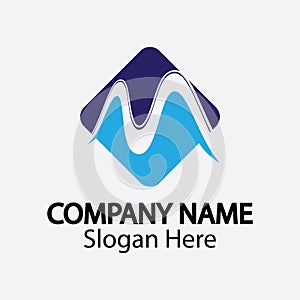M letter wave Logo Template vector illustration