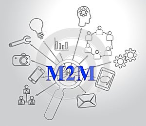 M2M Machine Connectivity And Cooperation 2d Illustration