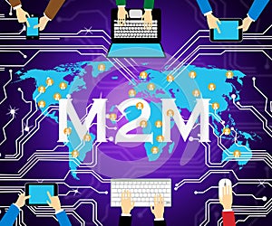 M2M Machine Connectivity And Cooperation 2d Illustration