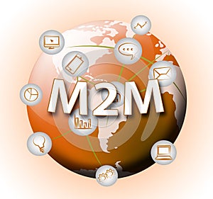 M2M Machine Connectivity And Cooperation 2d Illustration