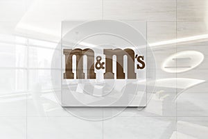 M m s on glossy office wall realistic texture
