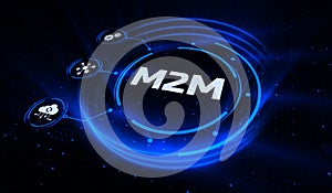 M2M Machine to machine industrial technology business concept.