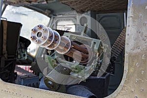 M134 Minigun inside Huey helicopter at War Remnants Museum in H