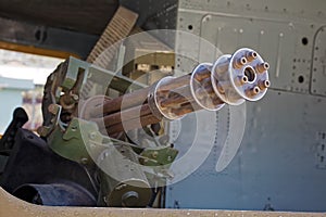 M134 Minigun inside Huey helicopter at War Remnants Museum in H