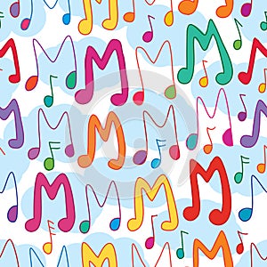 M music note seamless pattern