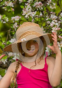 M portrait hat tree flowers