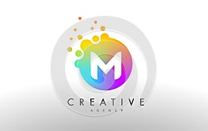 M Rainbow Dots Letter Logo. Letter Design Vector with Colorful D