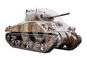 M4 Sherman tank on white photo