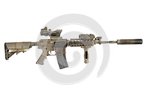 M4 with suppressor special forces rifle isolated on a white background photo