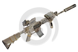 M4 with suppressor special forces rifle isolated on a white background photo