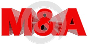 M&A word on white background 3d rendering