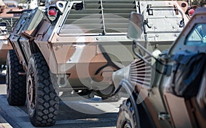M1117 Guardian Armored Security Vehicle ASV, Military parade. War weapon, close up