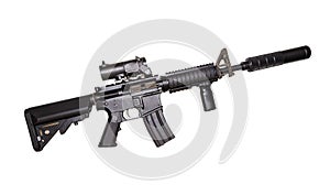 M15A4 Rifle Isolated on White Background. Rifle of the Armed Forces. Assault Rifle. Military Gun