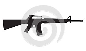 M16 icon. M16 machine gun black silhouette. Vector illustration
