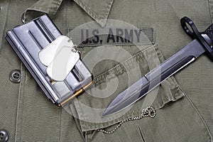 M16 rifle bayonet on uniform