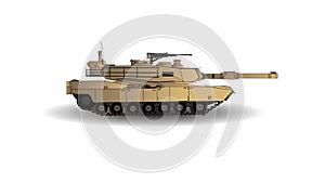 M1A2 Abrams Main Battle Tank Vector Illustration. This is the Main Battle Tank of the United States Army. Isolated on White Backg