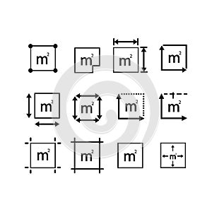 m2 area line art icon design vector. Vector illustration