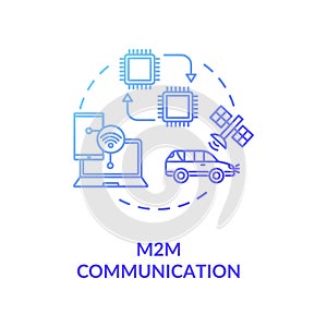 M2M communication blue gradient concept icon. Remote connection for technology.